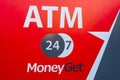 ATM machine 247 open. Cash dispenser, Automated bank machine. Automated teller machine installed in the city center
