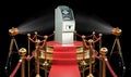 ATM machine on the podium, 3D rendering Royalty Free Stock Photo