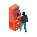 ATM Robber Isometric Composition Royalty Free Stock Photo