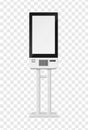 Atm and self-ordering kiosk. Blank terminal system black frame and transparent background, realistic payment equipment