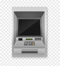 Atm terminal. Realistic payment machine front view, automated teller for finance service, banking electronic financial