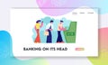 Atm Transaction Services, Banking Website Landing Page, Characters Waiting in Turn to Draw or Put Money to Teller Machine Royalty Free Stock Photo