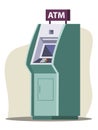 ATM vector illustration. Automated teller machine isolated cartoon clipart. Financial transaction, money withdraw
