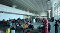 atmosphere of airplane passengers waiting to board a plane in the waiting room