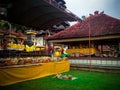 Atmosphere And Balinese Offerings In The Family Temple In The Beginning Of Ceremonial At Ringdikit Village Royalty Free Stock Photo