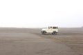 The atmosphere of the Bromo mountains in the morning, which is cold and foggy.