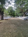 the atmosphere of a calm morning walk on the sidewalk of Blang Padang field, Banda Aceh city,Ã¯Â¿Â¼