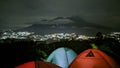 the atmosphere of the camp at night on the mountain of guarantor