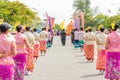 Atmosphere dance in the Annual Orange parade festival or Chak Phra Festival which took place at Southern Thailand on autumn, it is