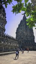 The atmosphere during the day at a very beautiful Prambanan temple tourist attraction in Indonesia