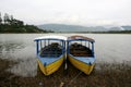 The atmosphere of Lake Cileunca. Boats in Situ Cileunca, Pangalengan, West Java, Indonesia Royalty Free Stock Photo