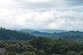 The atmosphere in the morning mountains is cloudy in the sky