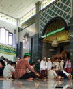Mosque Al Ghusto - Jakarta, July 2, 2021 - The atmosphere inside the mosque is the tradition of shaking hands after Friday prayers