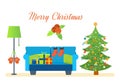 Atmosphere of the new year, furniture for relaxing. Merry Christmas. Royalty Free Stock Photo