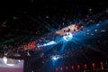 The atmosphere of the nightclub, the interior, the ceiling with a disco, a shiny glare, a ball and light bulbs nightlife