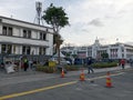 The atmosphere of the old city in front of the old station in the afternoon