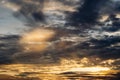 Atmosphere panorama Dramatic Sky Sunset Sunrise Dark orange rosy yellow blue pink cloud background Royalty Free Stock Photo