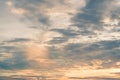 Atmosphere panorama Dramatic Sky Sunset Sunrise Dark orange rosy yellow blue pink cloud background Royalty Free Stock Photo