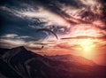 Into the atmosphere - Paragliding over mountain ridge Royalty Free Stock Photo