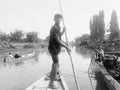 The atmosphere when the residents of Balongdowo village hold the Nyadran tradition, a pilgrimage to ancestral graves by boat.