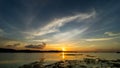 Atmosphere sky clouds at sunset, breathtaking and reflected in the water Royalty Free Stock Photo