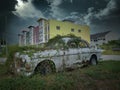 Dilapidated car abandoned left by the roadside Royalty Free Stock Photo