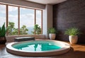 The atmosphere of a Spa salon with an open window and a view of nature, relaxation procedures, relaxation and oiling