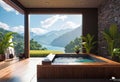 The atmosphere of a Spa salon with an open window and a view of nature, relaxation procedures, relaxation and oiling