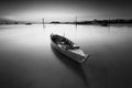 Traditional boat at sunrise in a fishing village Royalty Free Stock Photo