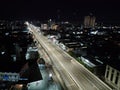 The atmosphere of the toll road in the city of Makassar at night