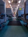 the atmosphere in the train carriage during the pandemic. Royalty Free Stock Photo