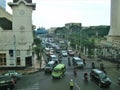 The atmosphere of the vehicle driving on Asia Africa street Bandung city