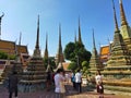 The atmosphere of Wat Pho in Bangkok, Thailand in the morning on the holiday.