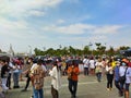 The atmosphere of Wat Phra Keaw in Bangkok, Thailand in the morning on the holiday.