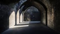 Interior of Brick Tunnel Shows Repetitive Arches in London, England Royalty Free Stock Photo