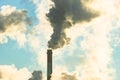 Atmospheric air pollution from industrial smoke and dioxide. Pipe smoke and steam of thermal station Royalty Free Stock Photo