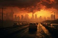 Atmospheric Cityscapes: Urban Heatwave with Vehicles on Highway - Capturing the Essence of Dansaekhwa.