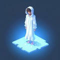 Atmospheric Environments: White Robed Isometric Icon Of Adult Woman