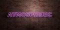 ATMOSPHERIC - fluorescent Neon tube Sign on brickwork - Front view - 3D rendered royalty free stock picture