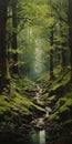 Atmospheric Forest Stream Painting In The Style Of Dalhart Windberg