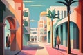 Atmospheric illustration of a street in an Israeli town
