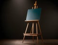 Blank Canvas on Wooden Easel in Sunlit Artist Studio with Vintage Decor Royalty Free Stock Photo