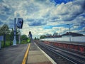 Atmospheric Image Of Train Station Railway Line in London Royalty Free Stock Photo