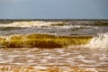 Atmospheric landscapes Dramatic Baltic Sea, waves and water splashes. Environment with volatile weather, climate change Royalty Free Stock Photo