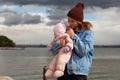 Atmospheric lifestyle photo woman with baby Royalty Free Stock Photo