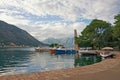 Atmospheric Mediterranean landscape. Montenegro, Bay of Kotor. View of embankment of Kotor city and Freedom Park