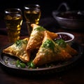 Atmospheric And Moody Fried Samosa With Raithe And Lambic