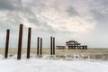 Atmospheric and Moody Long Exposure Photograph of the Ruins of the old Brighton West Pier at Brighton, East Sussex Royalty Free Stock Photo