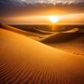 Atmospheric and mystical moody light of the sunset sunbeam illuminated the slope of a sand dune somewhere in the depths of