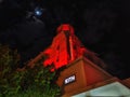 Atmospheric Night Life Scene of Town House on Collins Avenue Miami Beach Royalty Free Stock Photo